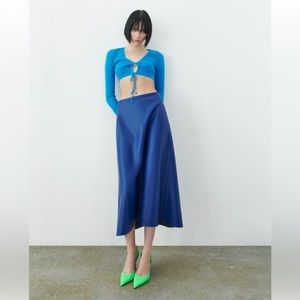 New Zara Ruched Cut Out Knit Top